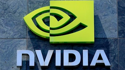 A sign for a Nvidia building is shown in Santa Clara, Calif., May 31, 2023.