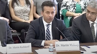 In this image from video provided by the Committee on Oversight and Government Reform, Dr. Martin Makary speaks during a select subcommittee on the coronavirus pandemic roundtable in Washington on Feb. 28, 2023.