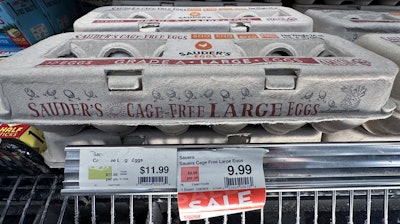 Egg cartons for sale at a grocery store, Feb. 7, 2025, Grosse Pointe, Mich.