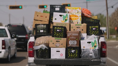 A truck loaded with produce from Mexico and Canada passes through Pharr, Texas, Tuesday, March 4, 2025.