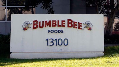This Oct. 15, 2012 file photo shows the front of the Bumble Bee tuna processing plant in Santa Fe Springs, Calif.