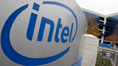 The Intel sign is shown at Intel headquarters in Santa Clara, Calif., Monday, Dec. 12, 2011.