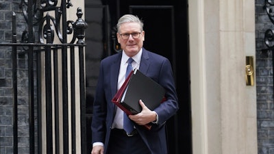 Prime Minister Sir Keir Starmer departs 10 Downing Street to attend Prime Minister's Questions at the Houses of Parliament in London, England, Wednesday, March 12, 2025.