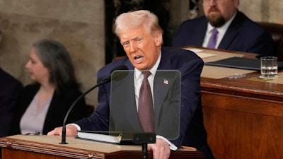President Donald Trump addresses a joint session of Congress at the Capitol in Washington, Tuesday, March 4, 2025.