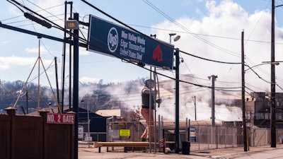 Entrance to U.S. Steel's Mon Valley Works Edgar Thompson Plant, North Braddock, Pa., March 2020.