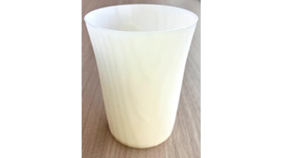 A marine biodegradable cellulose fiber cup using cellulose fiber molding material developed by Panasonic.