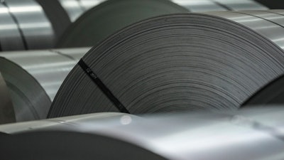 Coils of steel are seen at the ArcelorMittal Dofasco Steel Plant in Hamilton, Ontario, Friday, Feb. 14, 2025.
